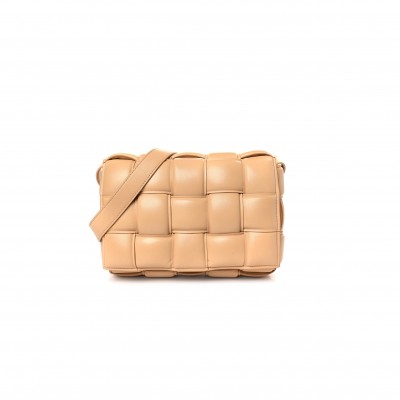 BOTTEGA VENETA NAPPA MAXI INTRECCIATO PADDED CASSETTE CROSSBODY BAG ALMOND (26*18*8cm)