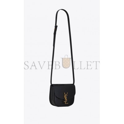 YSL KAIA SMALL SATCHEL IN SHINY CROCODILE-EMBOSSED LEATHER 619740DND0W1000 (18*15.5*5.5cm)