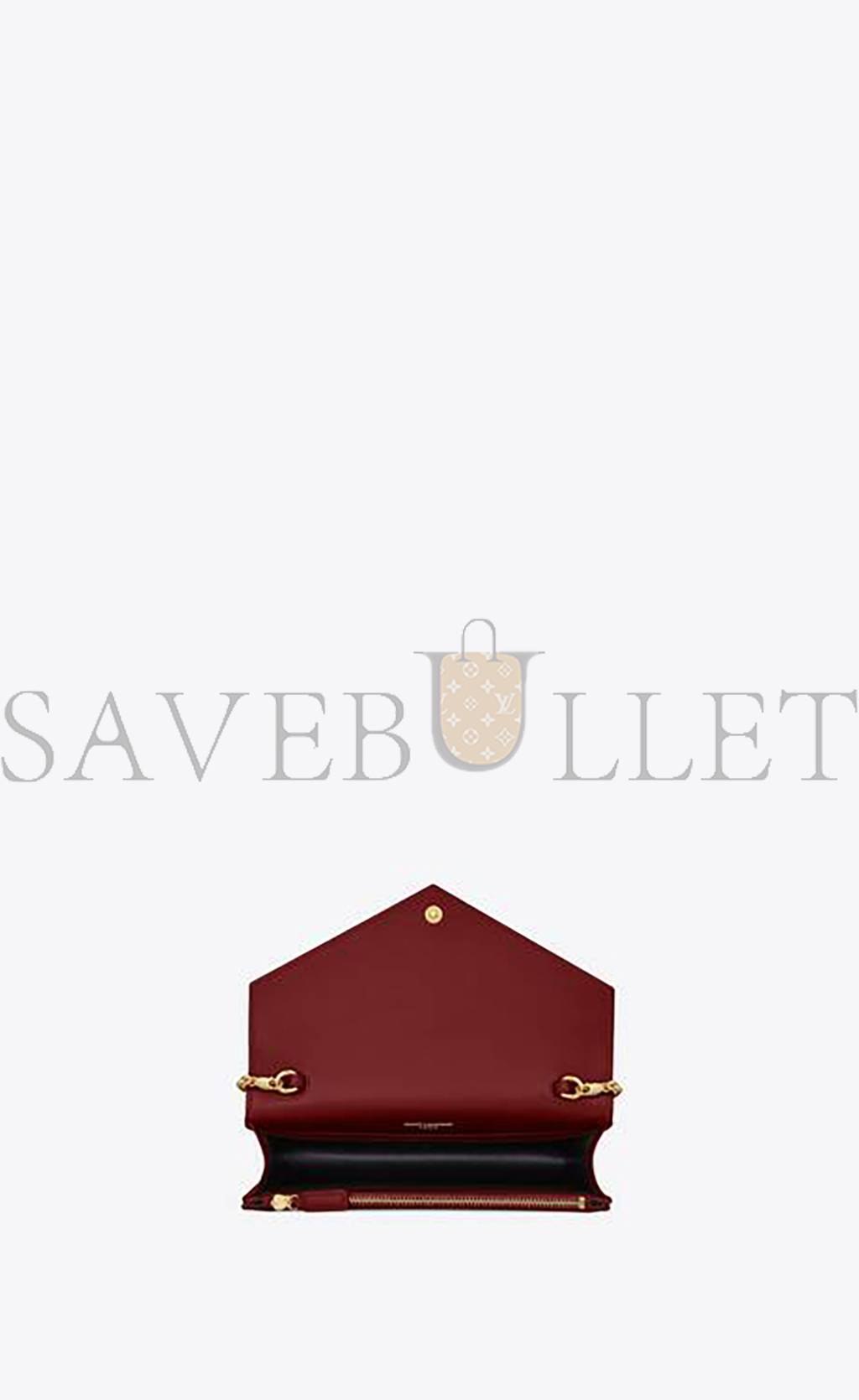 YSL CASSANDRE MATELASSÉ ENVELOPE CHAIN WALLET IN GRAIN DE POUDRE EMBOSSED LEATHER 695108BOW016008 (19*12.5*3.5cm)