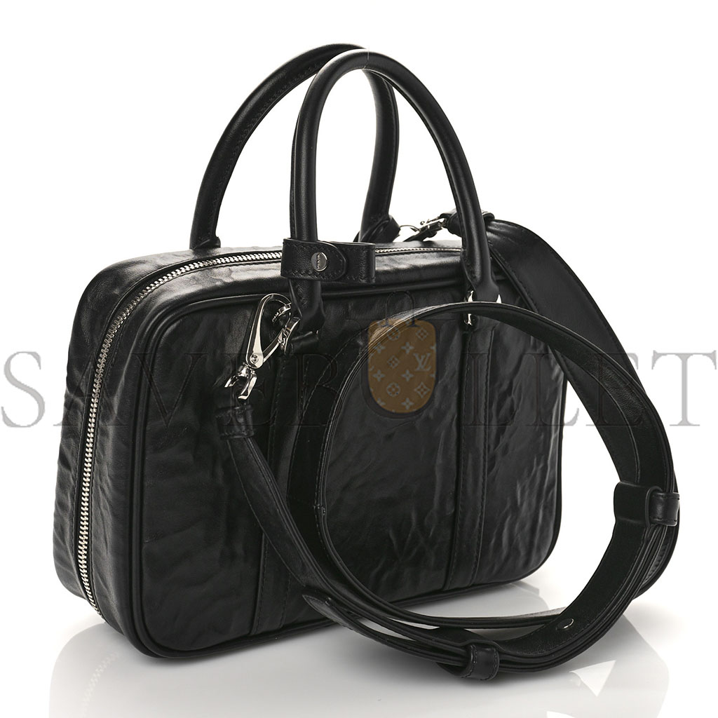 PRADA NAPPA ANTIQUE MEDIUM TOP HANDLE BAG BLACK (24*18*11cm)