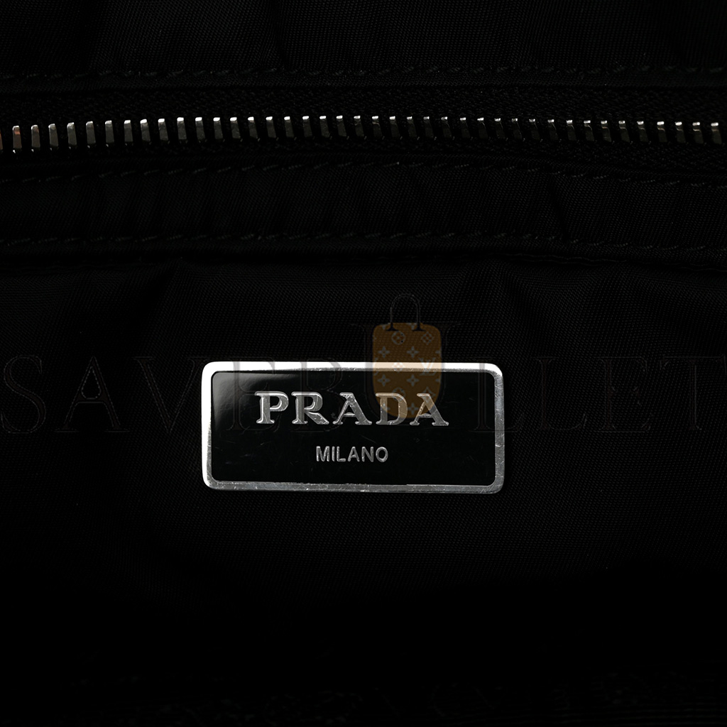 PRADA TESSUTO NYLON TRIANGLE SMALL PADDED TOTE BLACK (28*20*16cm)