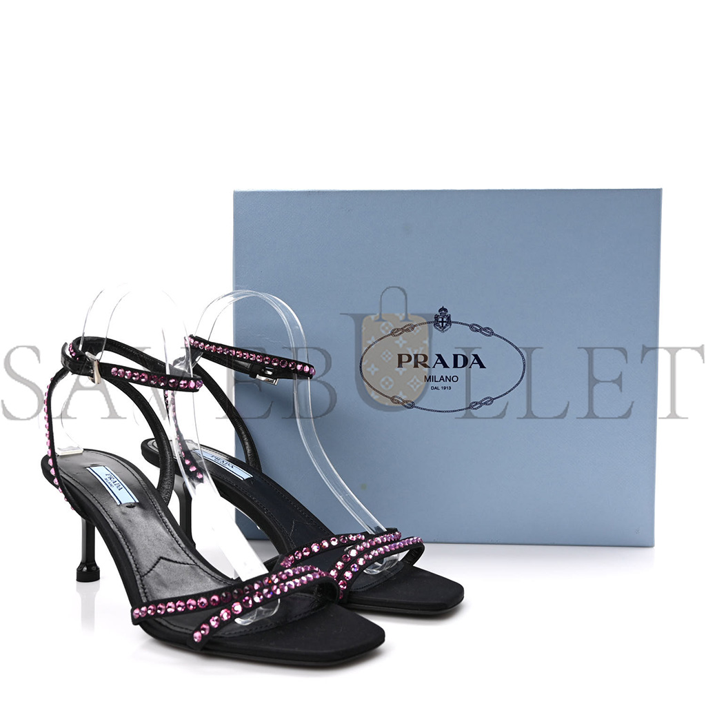 PRADA SUEDE CRYSTAL ANKLE STRAP 65MM SANDALS 40 ROSA PRADA SUEDE CRYSTAL ANKLE STRAP 65MM SANDALS 40 ROSA