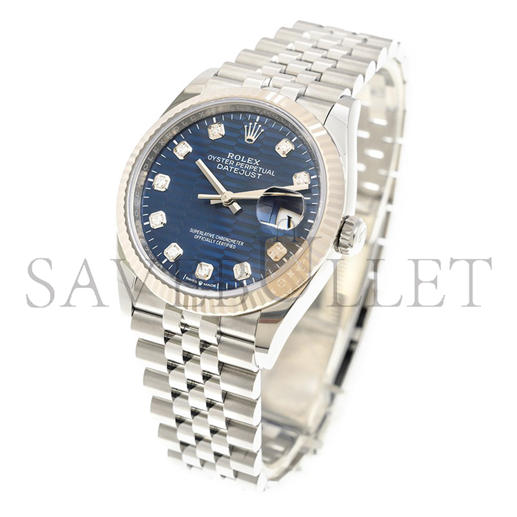 ROLEX DATEJUST BLUE FLUTED PATTERN DIAL 36MM WATCH 126234-0057