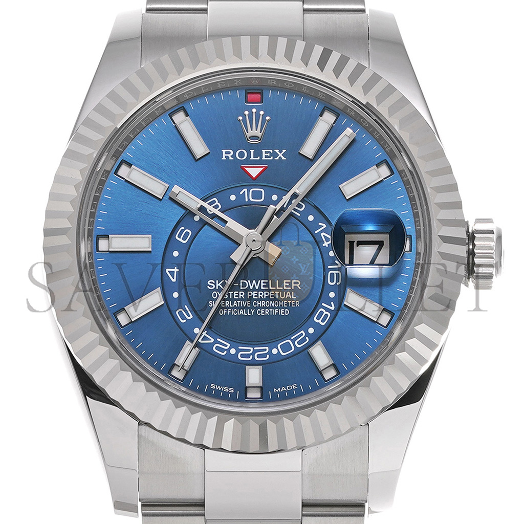 ROLEX SKY-DWELLER SERIES BRIGHT BLUE DIAL WATCH 326934