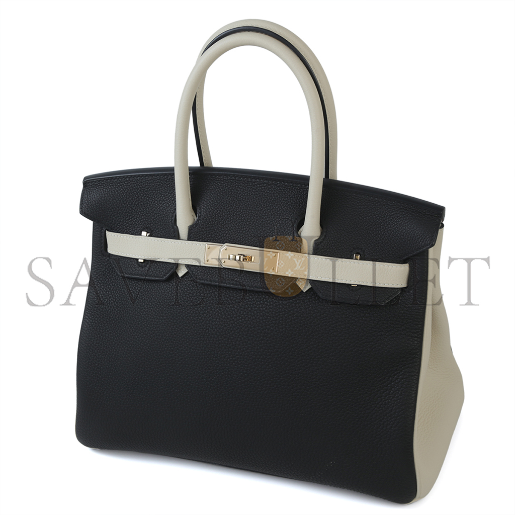 HERMES MASTER BIRKIN 25 BLACK AND WHITE CLEMENCE BAG 4212717702 (25*20*13cm)