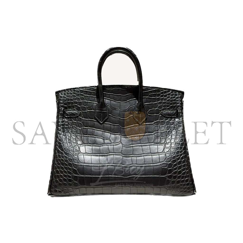 HERMES MASTER BIRKIN 25 MATTE CROCODILE LEATHER SILVER BUCKLE H055177CC89 (25*20*13cm)