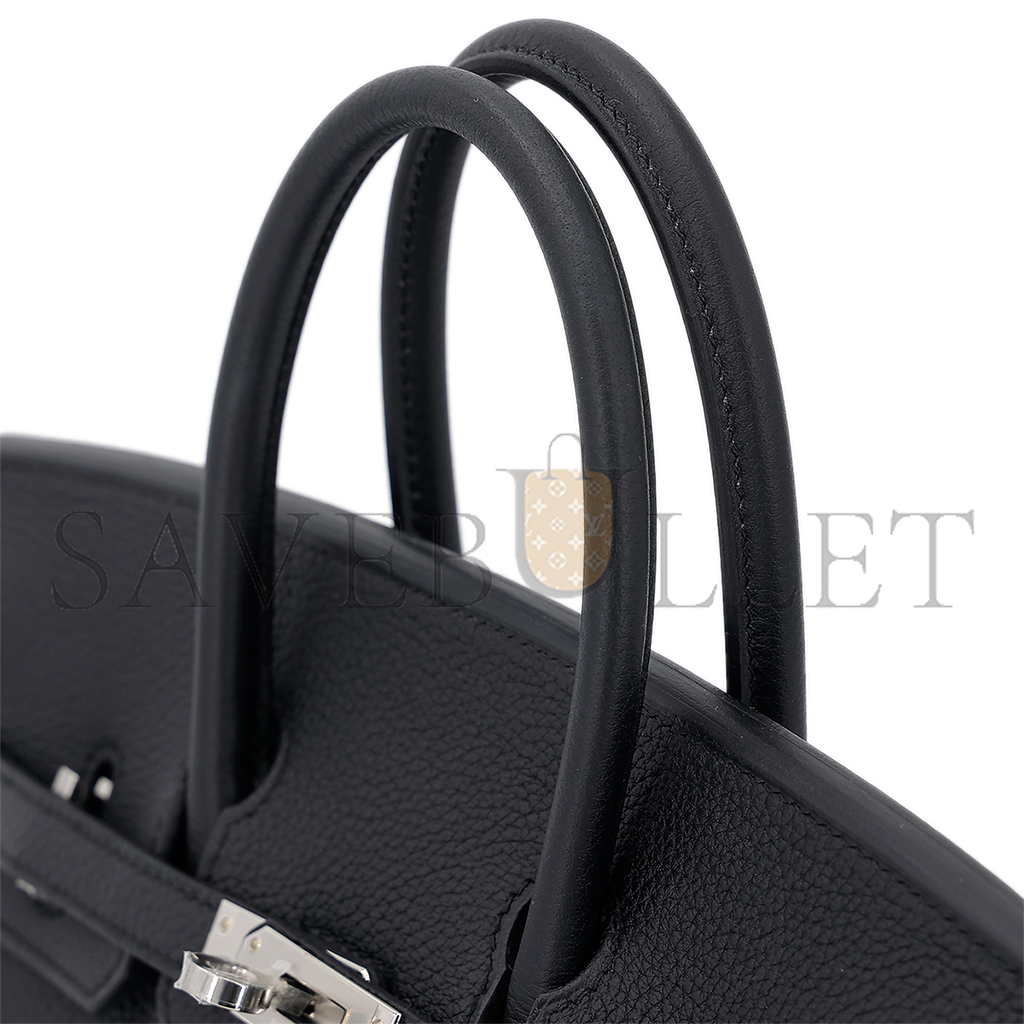 HERMES MASTER BIRKIN 25 NOIR BLACK TOGO CALFSKIN SILVER BUCKLE BAG 10089040 (25*20*13cm)