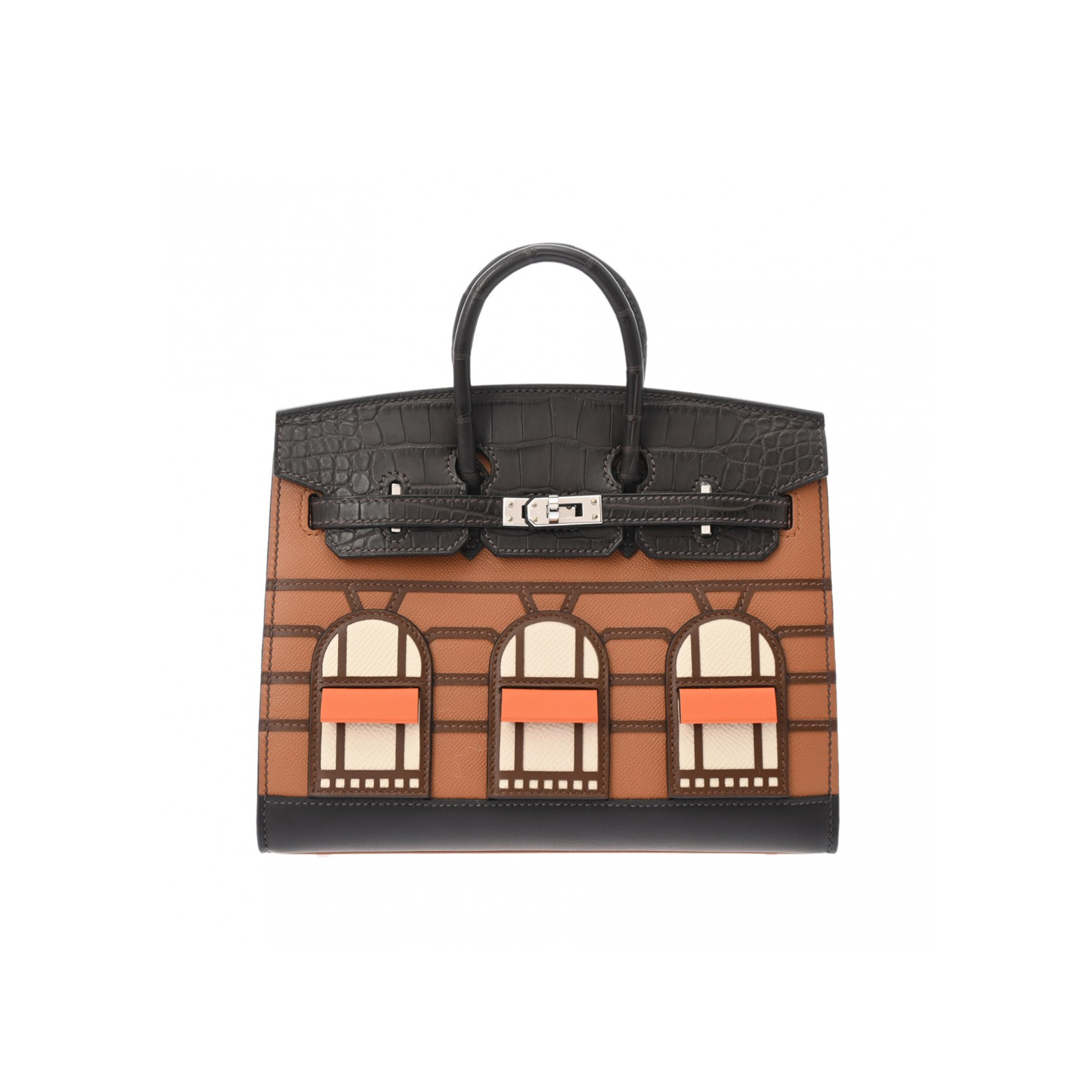 HERMES MASTER BIRKIN 20 BURNT BROWN ALLIGATOR CURTAIN BAG BK20 (20*16*11cm)