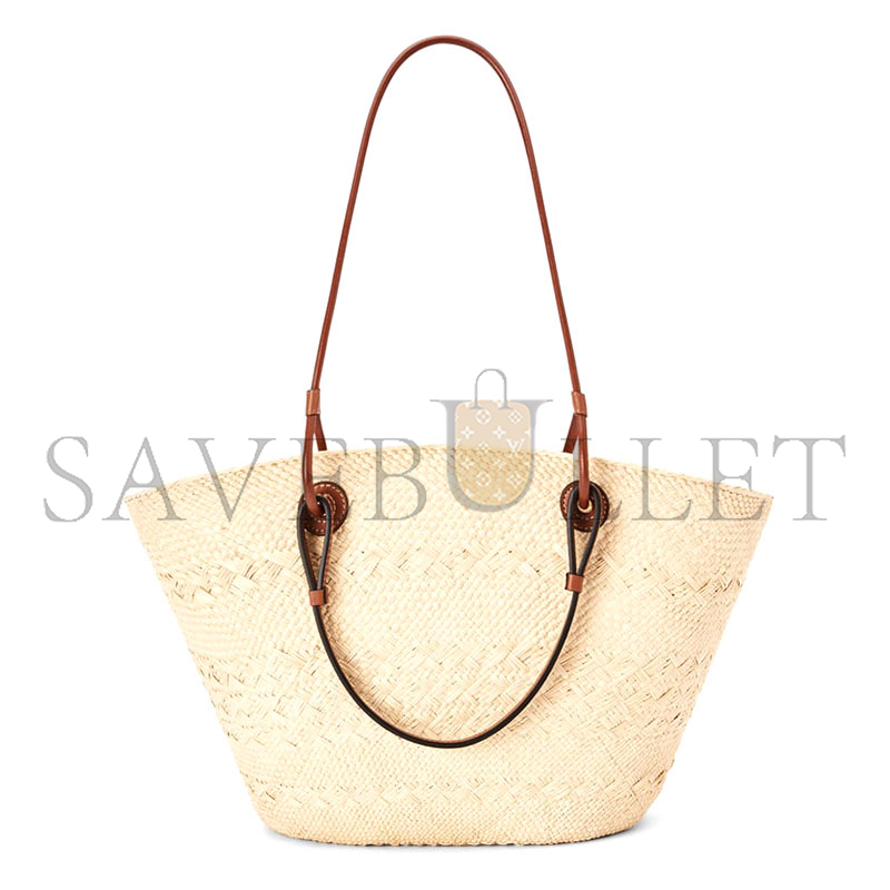 LOEWE MEDIUM ANAGRAM BASKET BAG IN IRACA PALM AND CALFSKIN A223T43X02 (46*24.5*16cm)