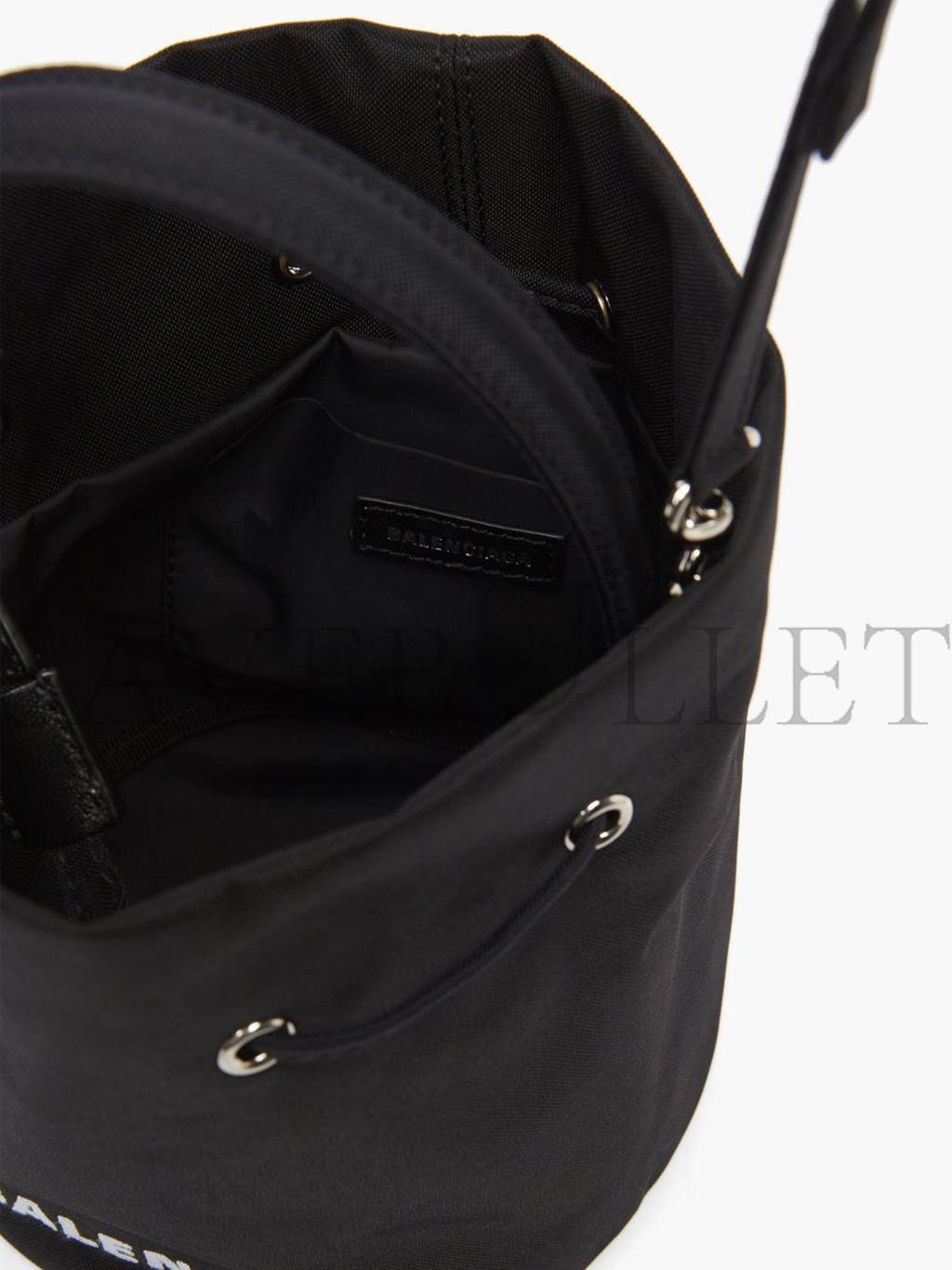 BALENCIAGA BLACK WHEEL XS CANVAS BUCKET BAG MATCHESFASHION US (19*14.2*14.2cm)