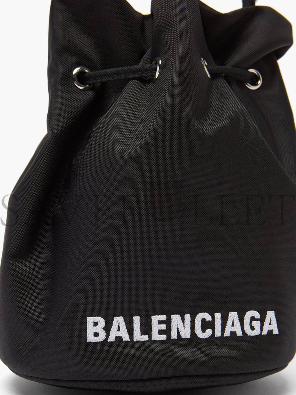 BALENCIAGA BLACK WHEEL XS CANVAS BUCKET BAG MATCHESFASHION US (19*14.2*14.2cm)