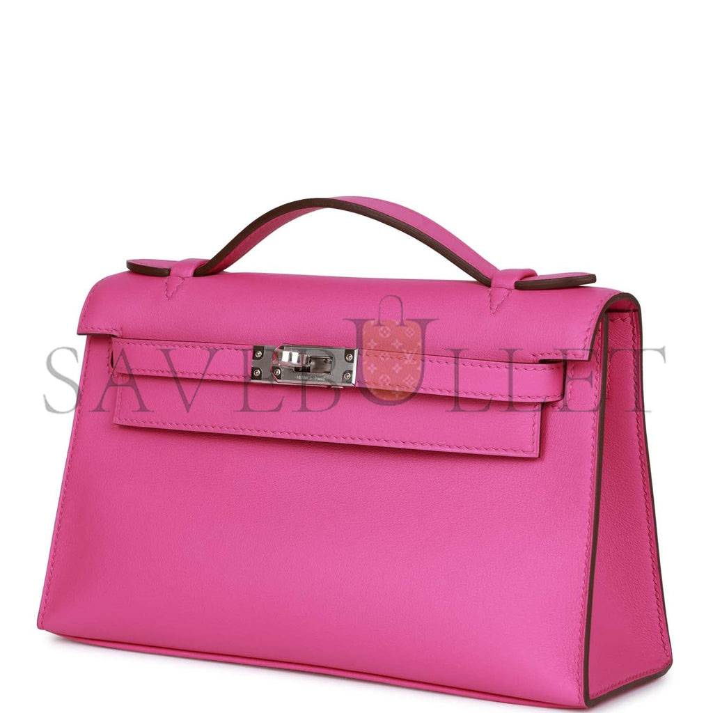 HERMES MINI KELLY POCHETTE MAGNOLIA SWIFT PALLADIUM HARDWARE  (22*14*7cm)