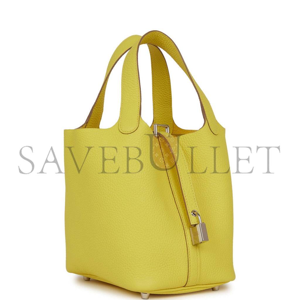 HERMES PICOTIN LOCK 18 LIME CLEMENCE PALLADIUM HARDWARE (18*13*18cm)