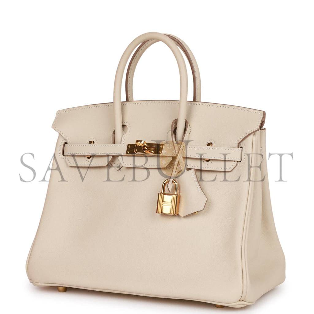 HERMES BIRKIN 25 CRAIE SWIFT GOLD HARDWARE HANDMADE (25cm)