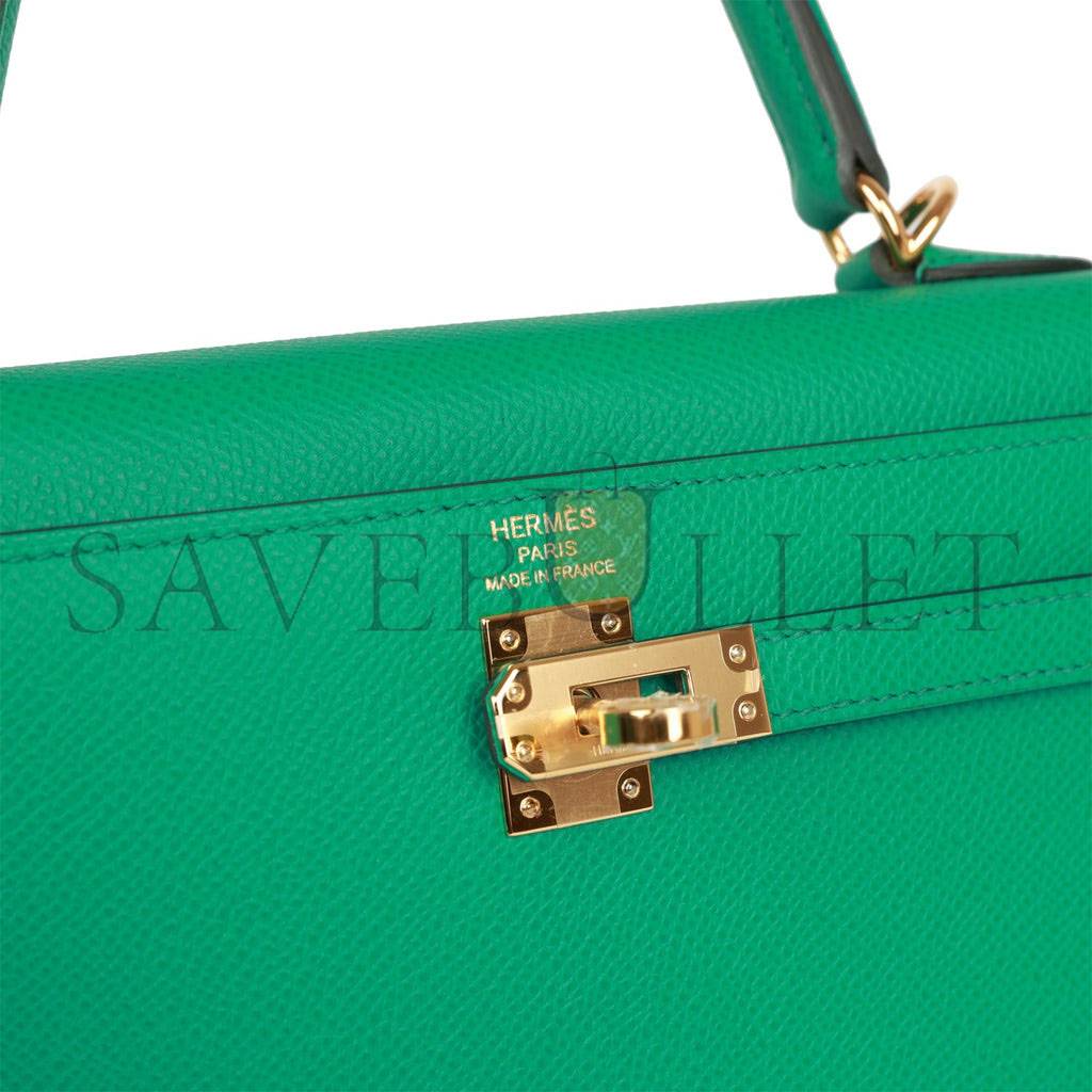 HERMES KELLY SELLIER 25 VERT JADE EPSOM GOLD HARDWARE HANDMADE  (25*17*7cm)