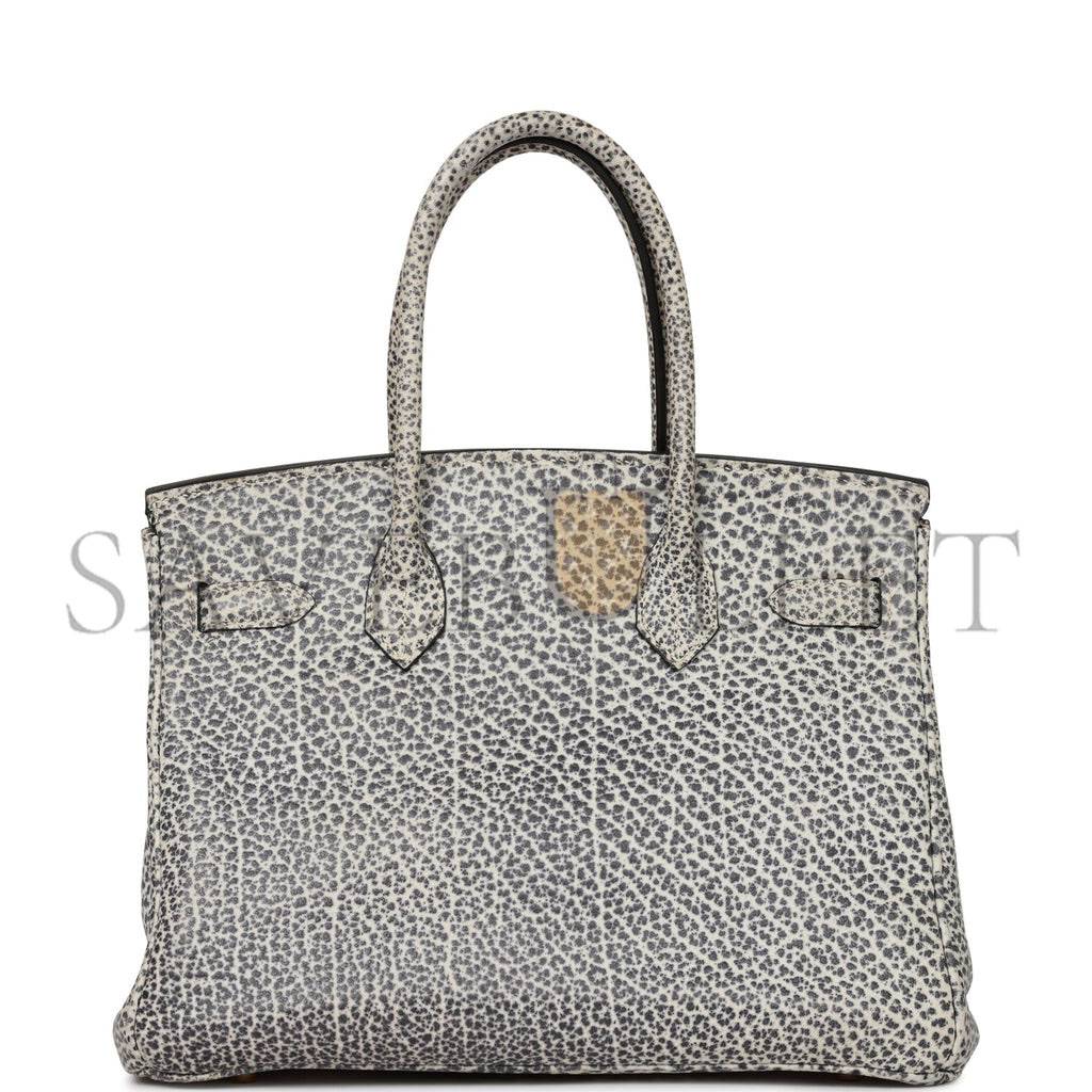 HERMES VINTAGE HERMES BIRKIN 30 WHITE DALMATIAN BUFFALO GOLD HARDWARE (30*22*16cm)