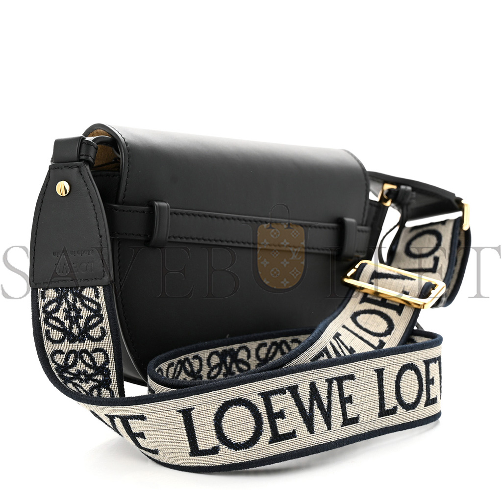 LOEWE CALFSKIN JACQUARD MINI GATE DUAL BAG BLACK (23*13*9cm)