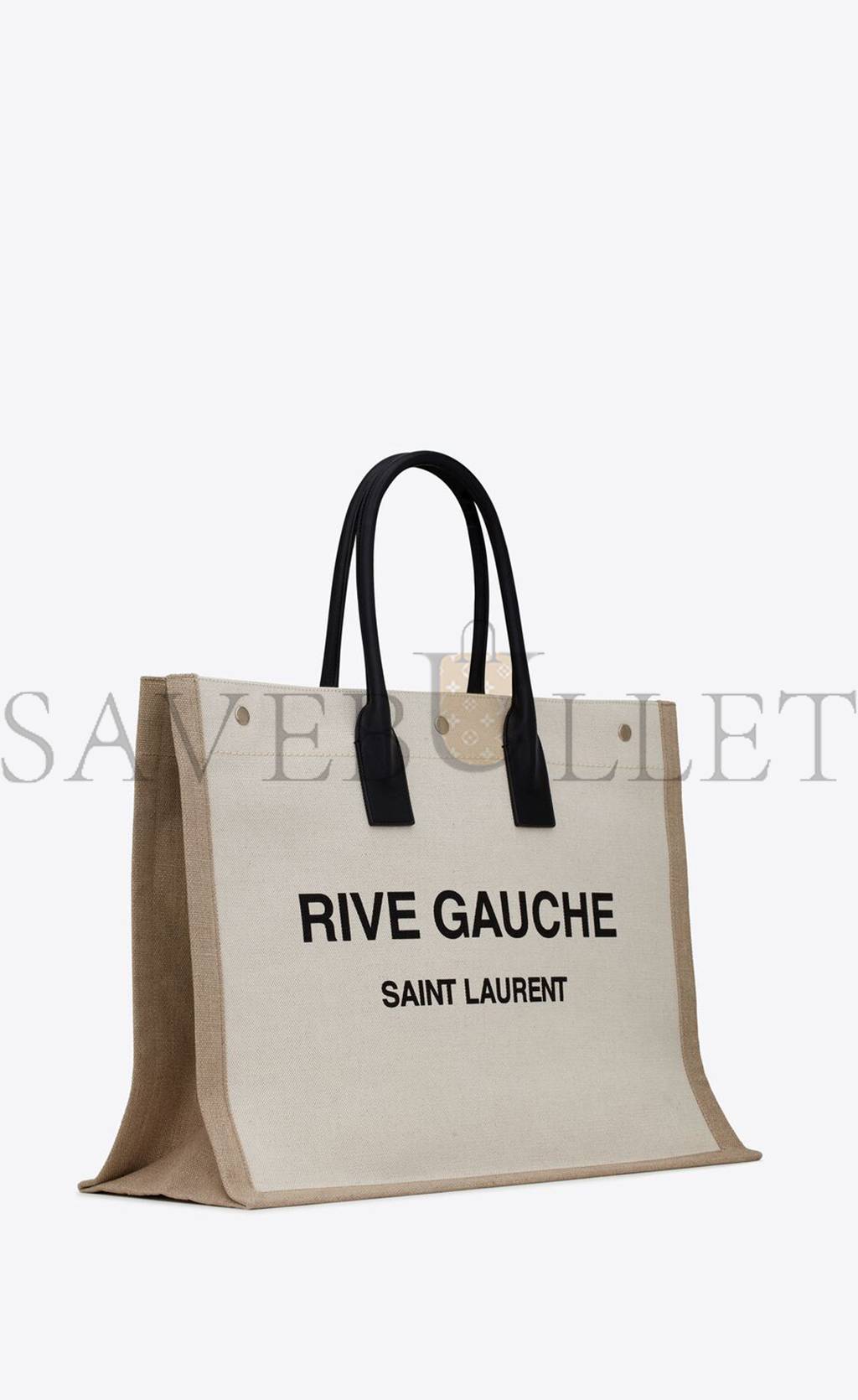 YSL RIVE GAUCHE TOTE BAG IN LINEN AND LEATHER 499290FAABR9054 (48*36*16cm)