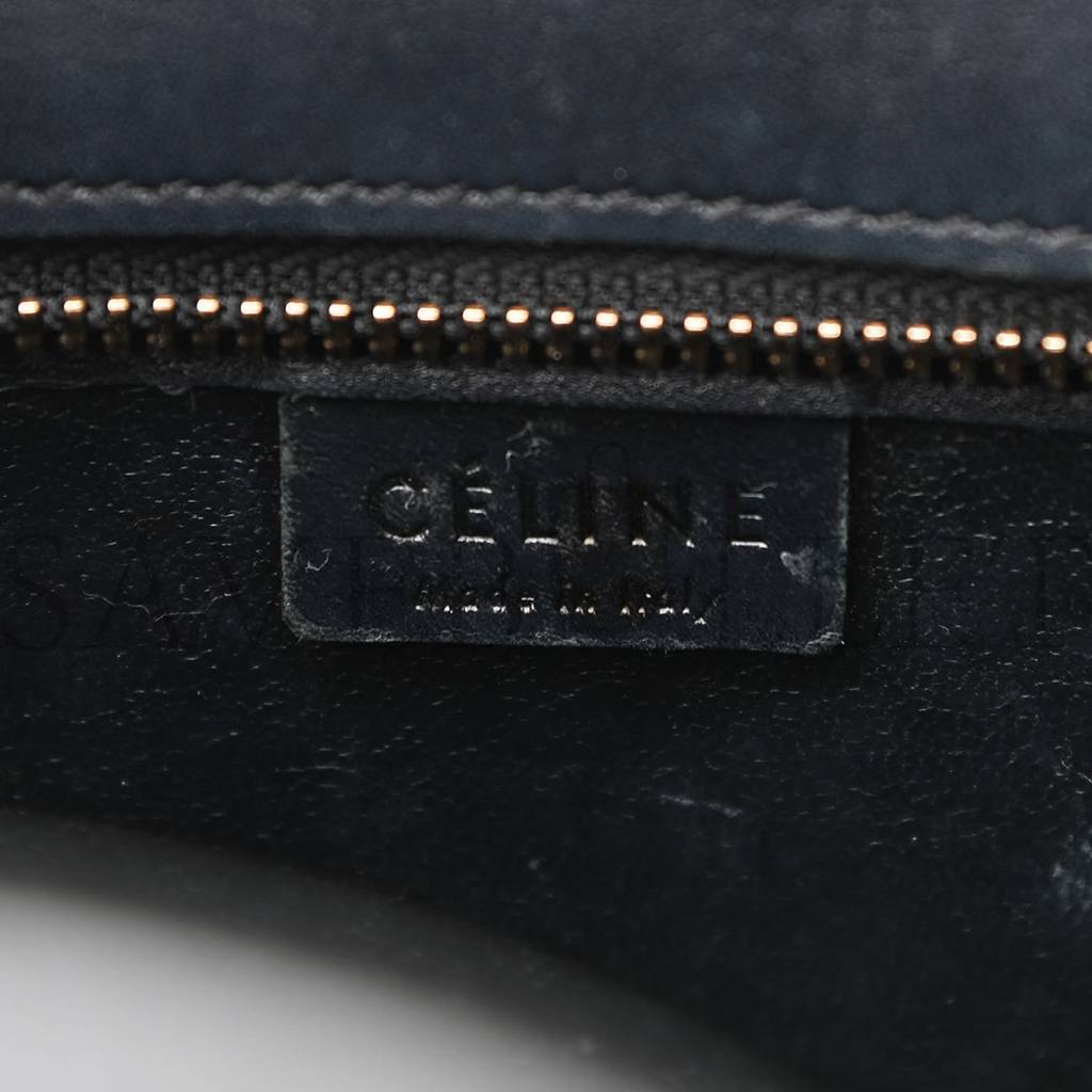 CELINE BULLHIDE CALFSKIN NUBUCK BI-COLOR NANO LUGGAGE BLACK WHITE (20*20*10cm)