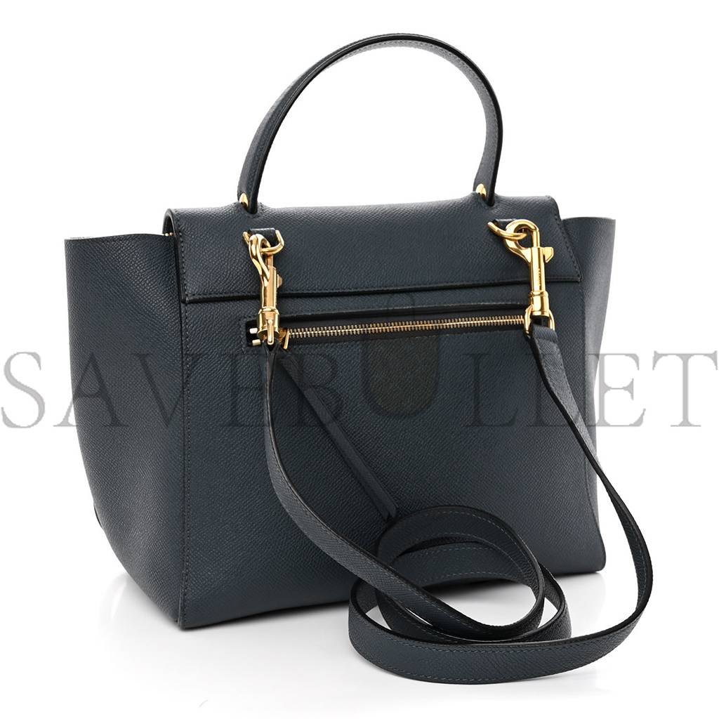 CELINE BABY GRAINED CALFSKIN MICRO BELT BAG NAVY BLUE (23*21*13cm)