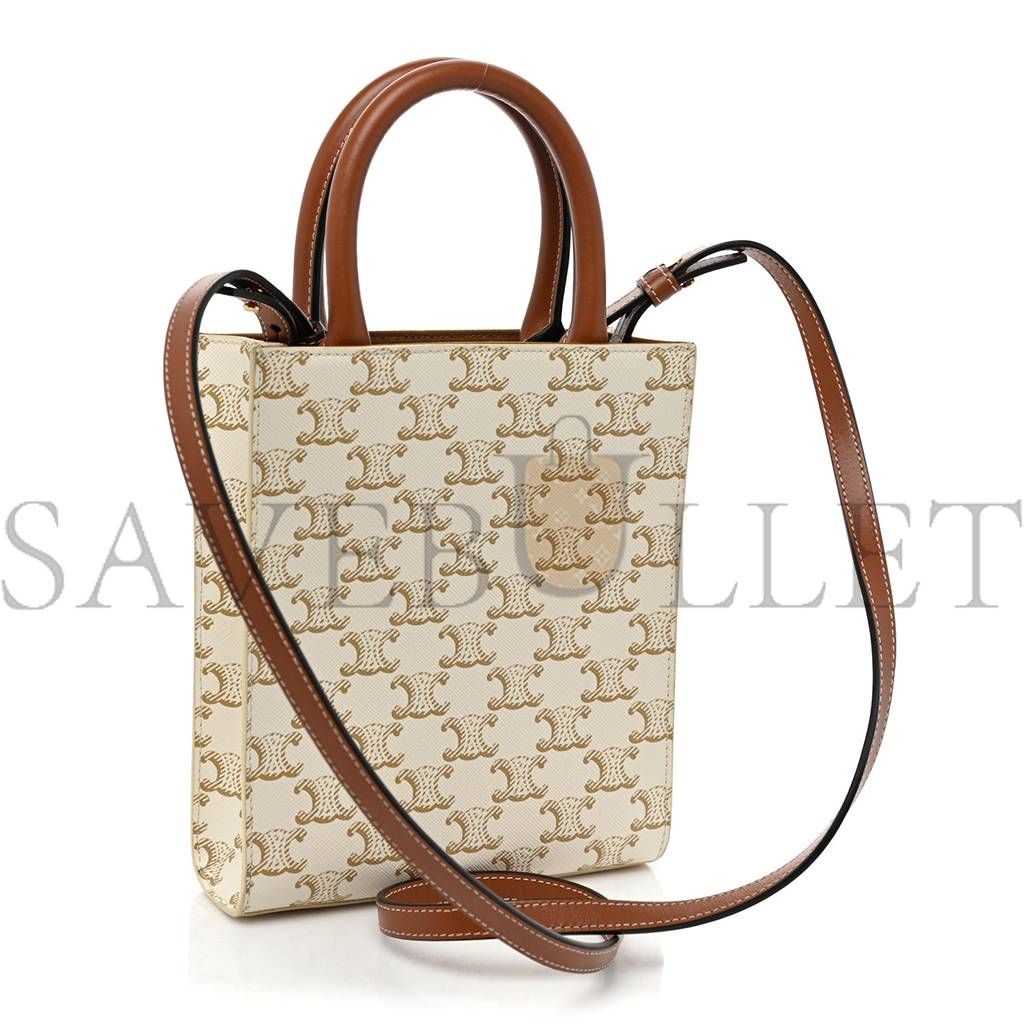 CELINE TRIOMPHE CANVAS CALFSKIN MINI VERTICAL CABAS WHITE (23*15*15cm)