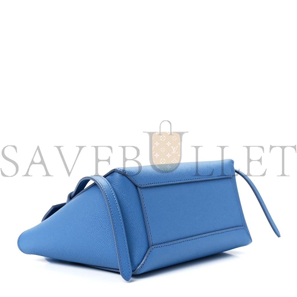 CELINE GRAINED CALFSKIN NANO BELT BAG BLUE (20*19*11cm)