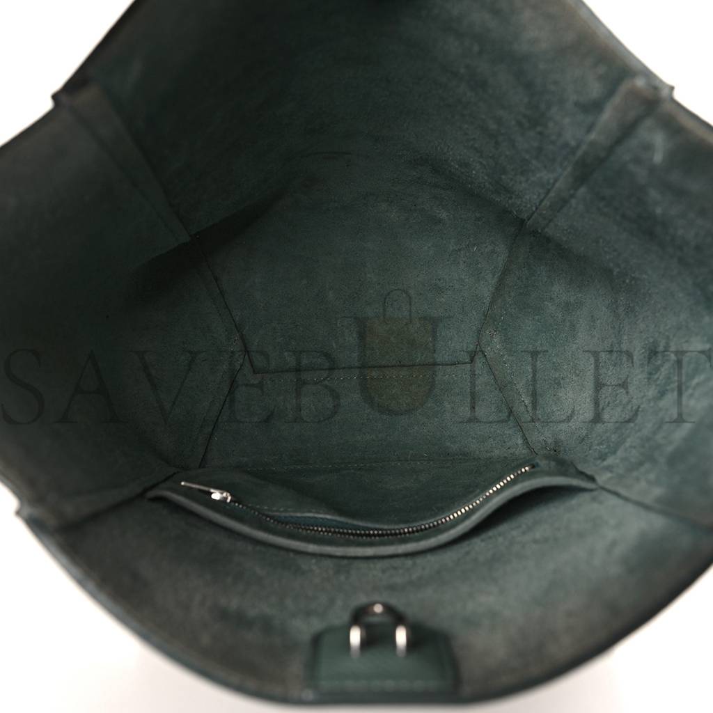 CELINE SOFT GRAINED CALFSKIN SMALL SANGLE BUCKET BAG GREEN (25*18*13cm)