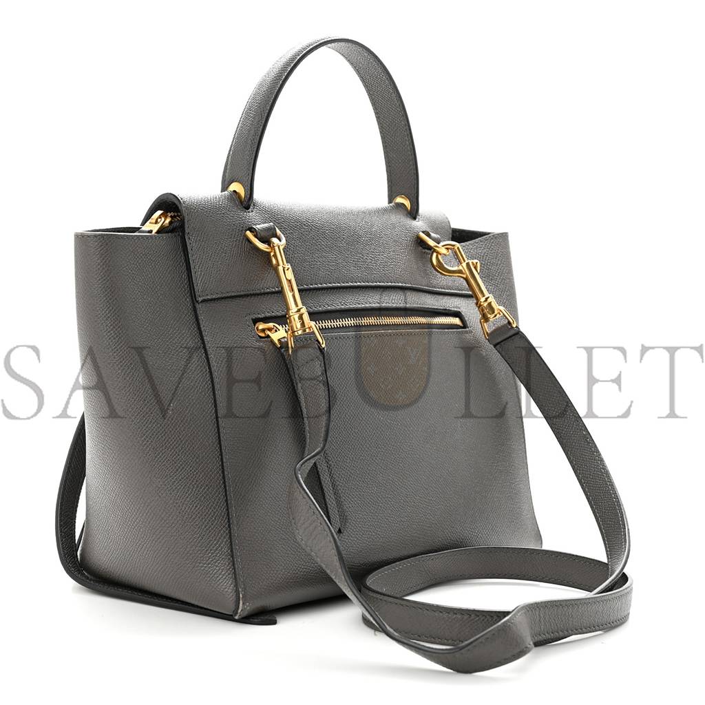 CELINE BABY GRAINED CALFSKIN MICRO BELT BAG GREY (23*22*14cm)