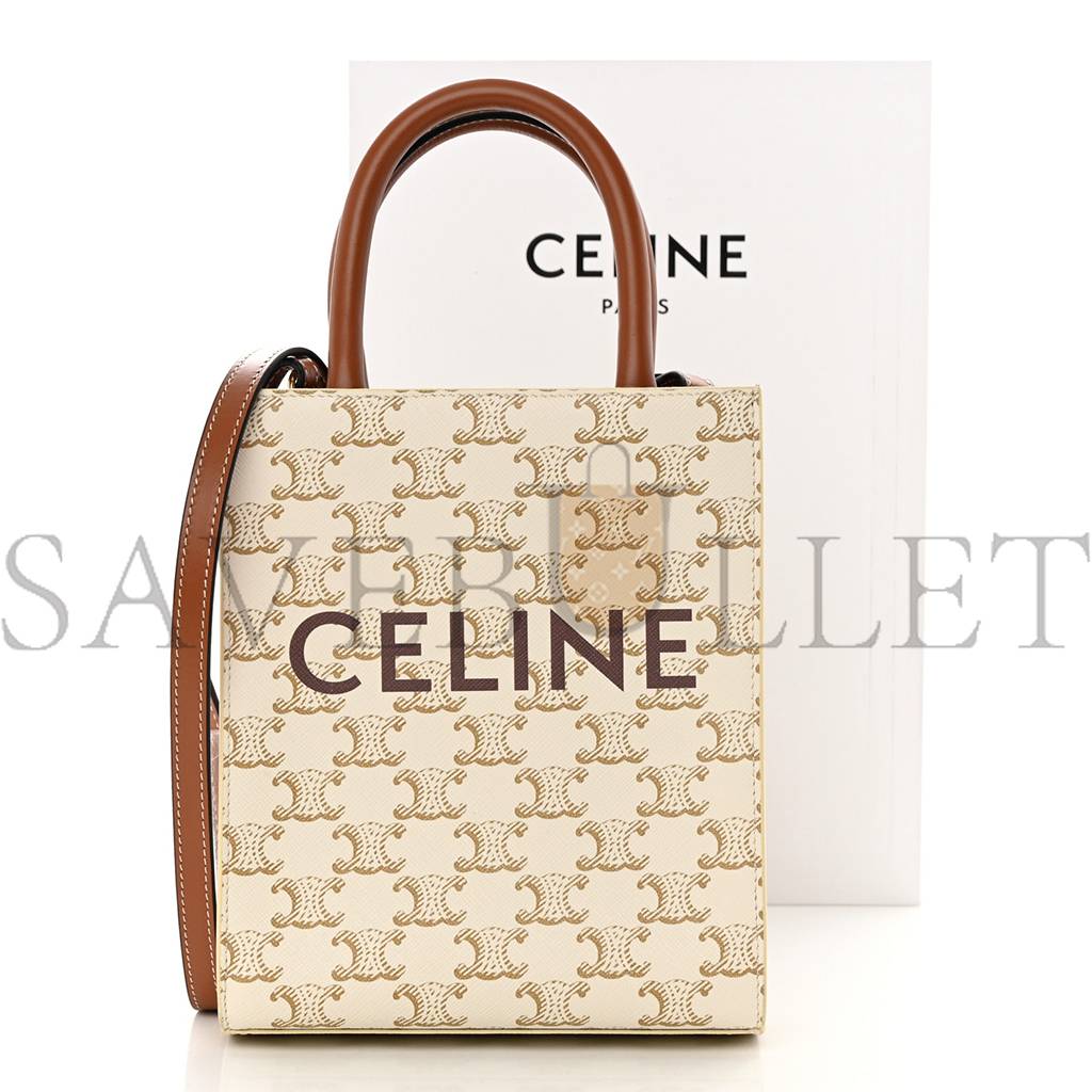 CELINE TRIOMPHE CANVAS CALFSKIN MINI VERTICAL CABAS WHITE (20*17*6cm)