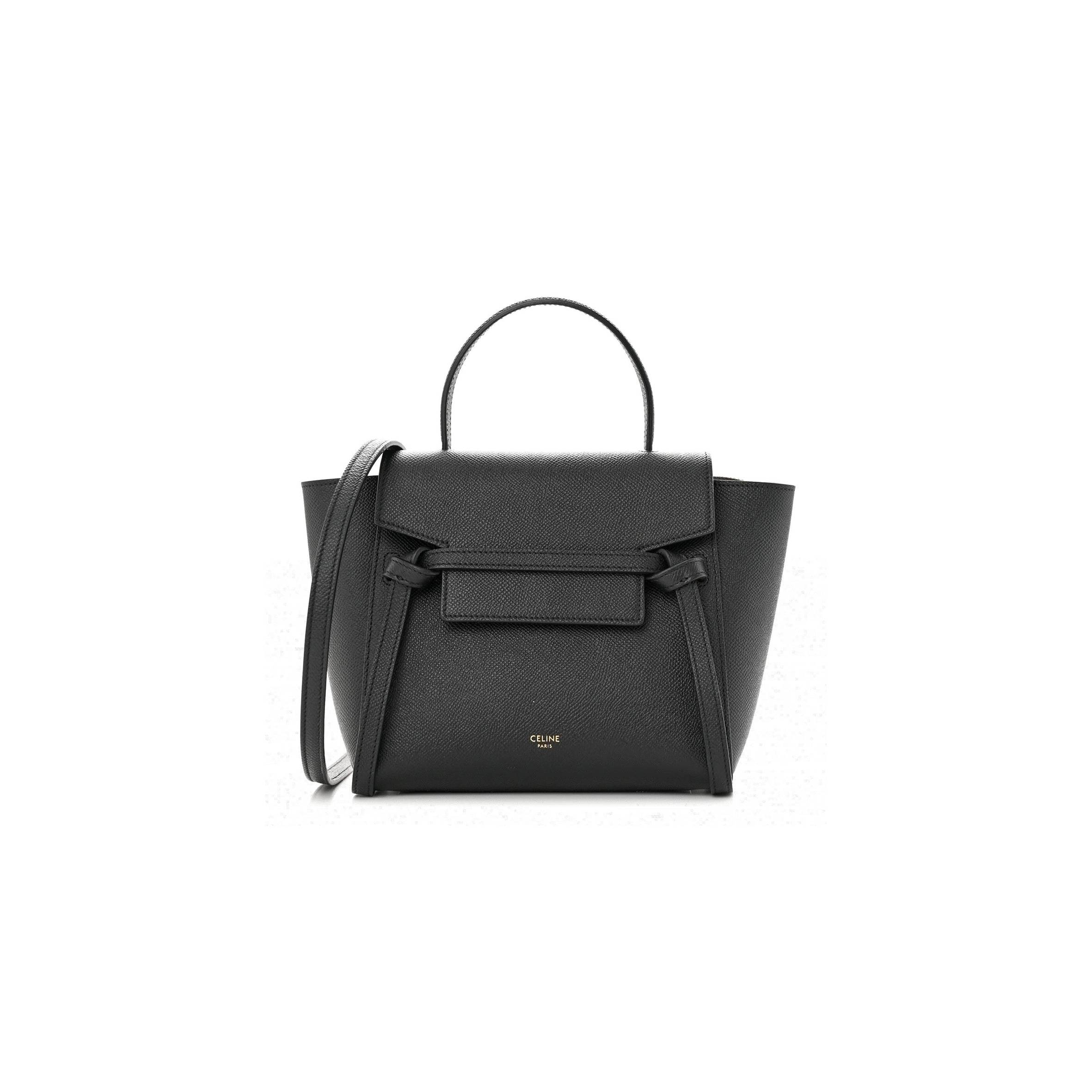 CELINE GRAINED CALFSKIN NANO BELT BAG BLACK (20*15*10cm)