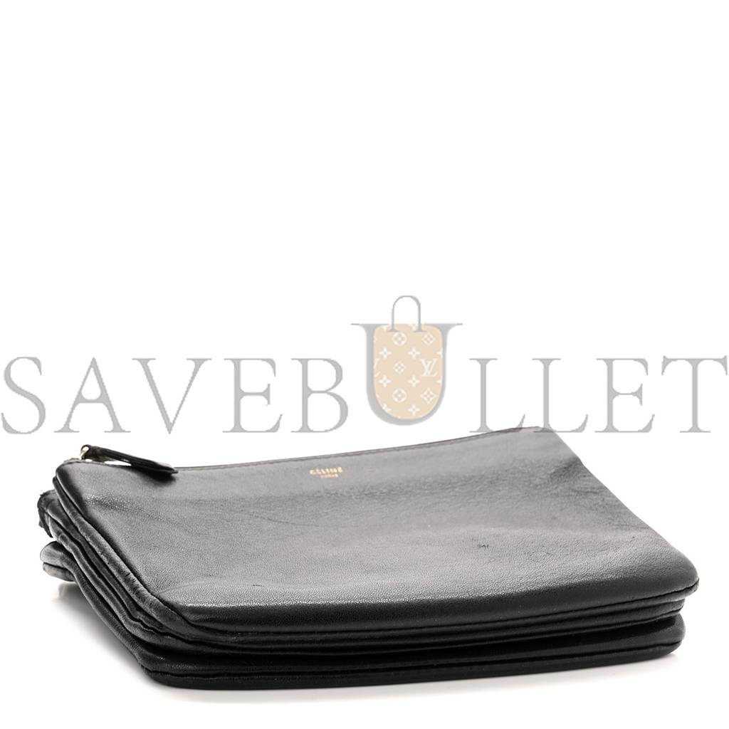 CELINE LAMBSKIN SMALL TRIO CROSSBODY BAG BLACK (22*15*4cm) CELINE LAMBSKIN SMALL TRIO CROSSBODY BAG BLACK (22*15*4cm)