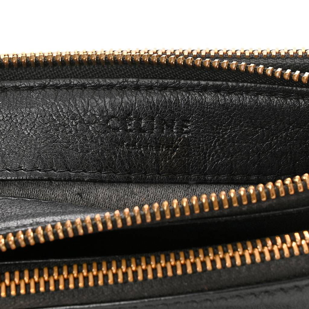 CELINE LAMBSKIN SMALL TRIO CROSSBODY BAG BLACK (22*15*4cm) CELINE LAMBSKIN SMALL TRIO CROSSBODY BAG BLACK (22*15*4cm)