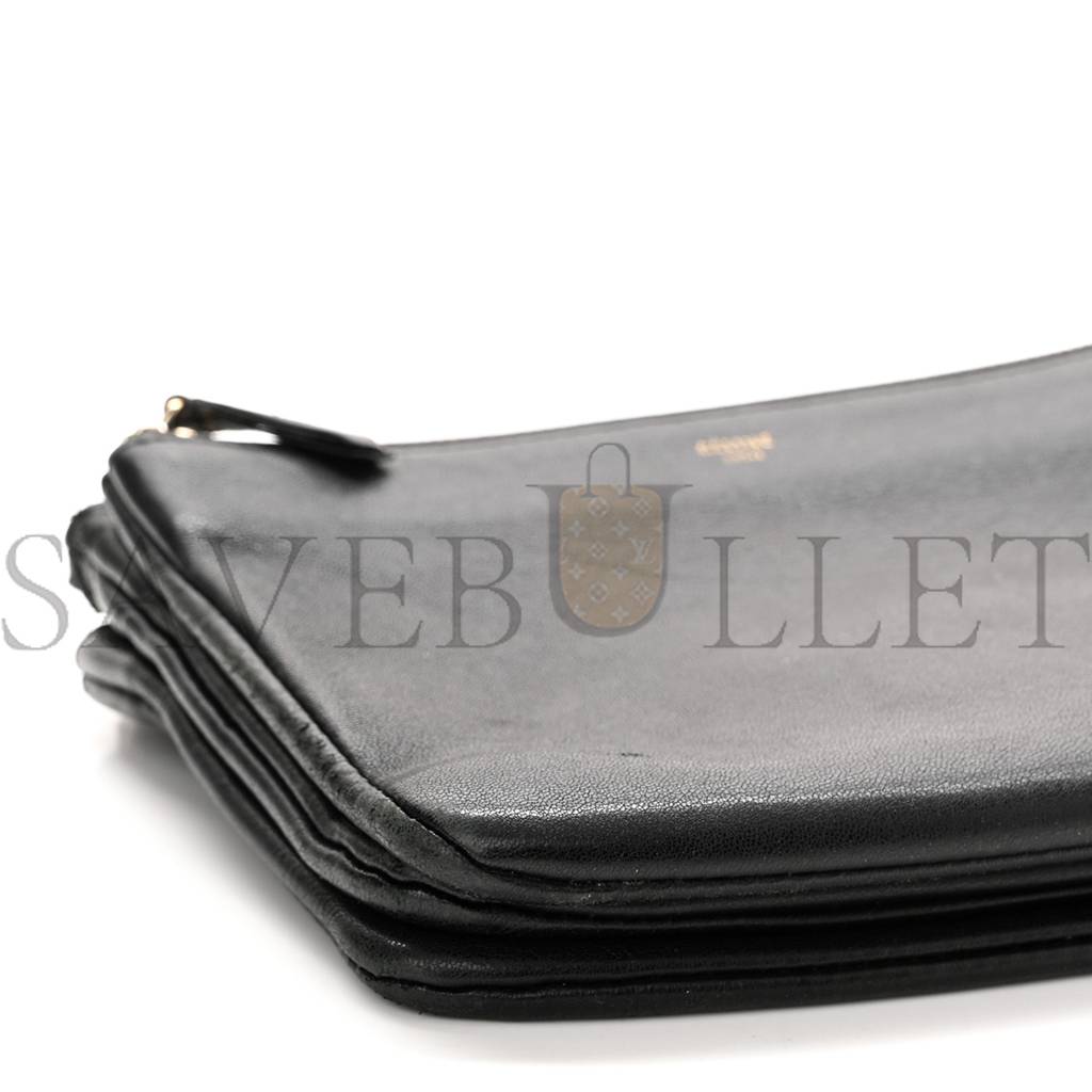 CELINE LAMBSKIN SMALL TRIO CROSSBODY BAG BLACK (22*15*4cm) CELINE LAMBSKIN SMALL TRIO CROSSBODY BAG BLACK (22*15*4cm)
