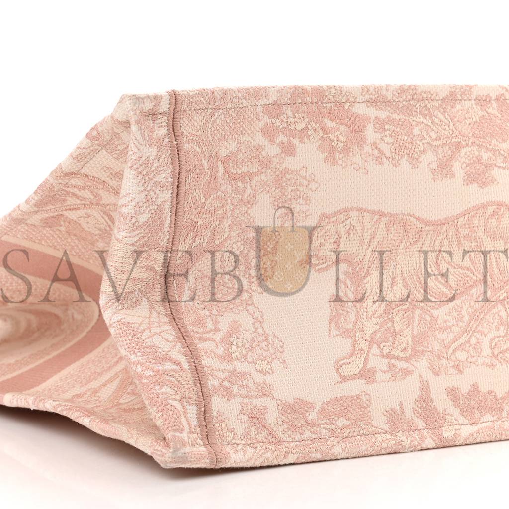 DIOR CANVAS TOILE DE JOUY EMBROIDERED LARGE BOOK TOTE PINK (42*35*10.2cm)