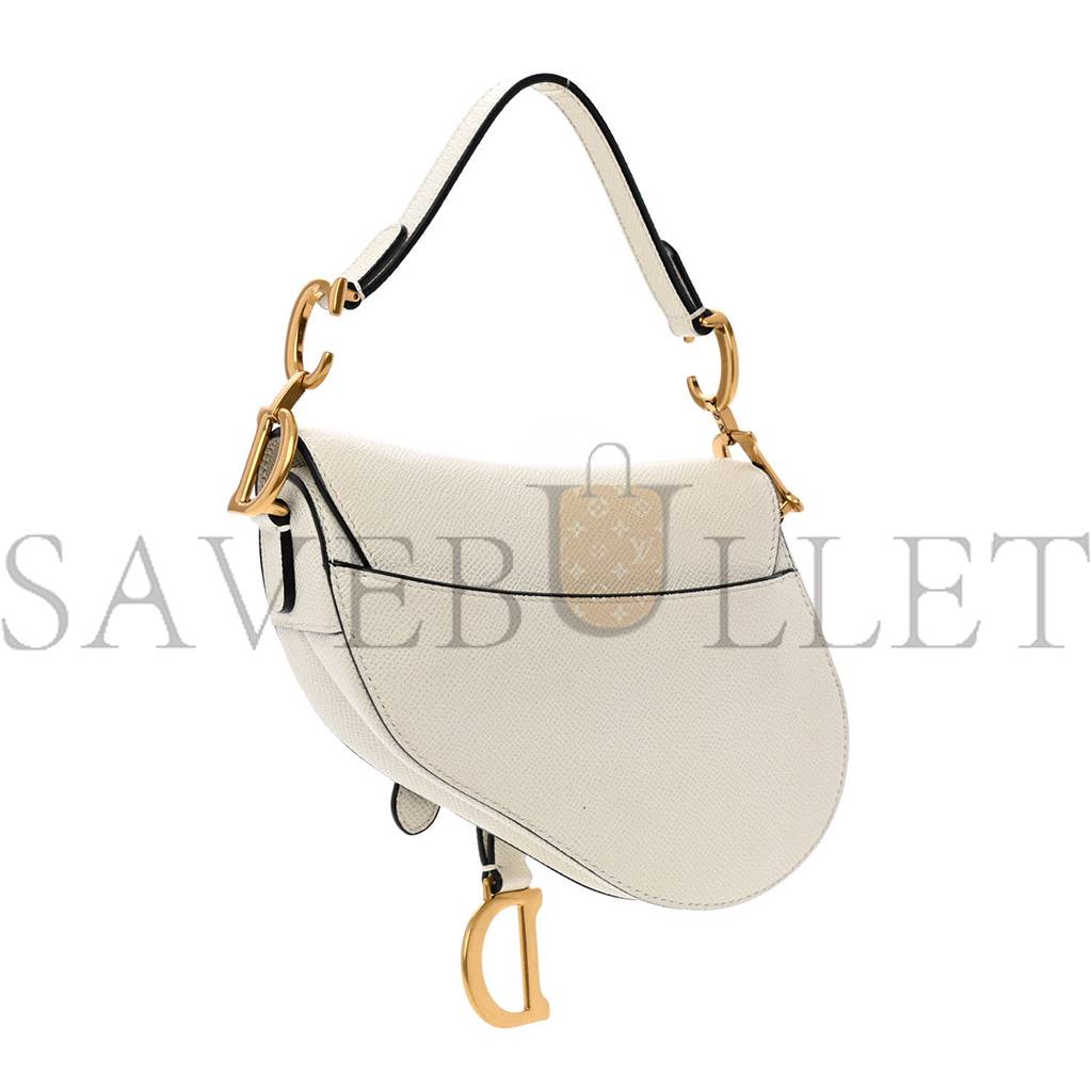 DIOR GRAINED CALFSKIN MINI SADDLE BAG WHITE (17*17*3.8cm)