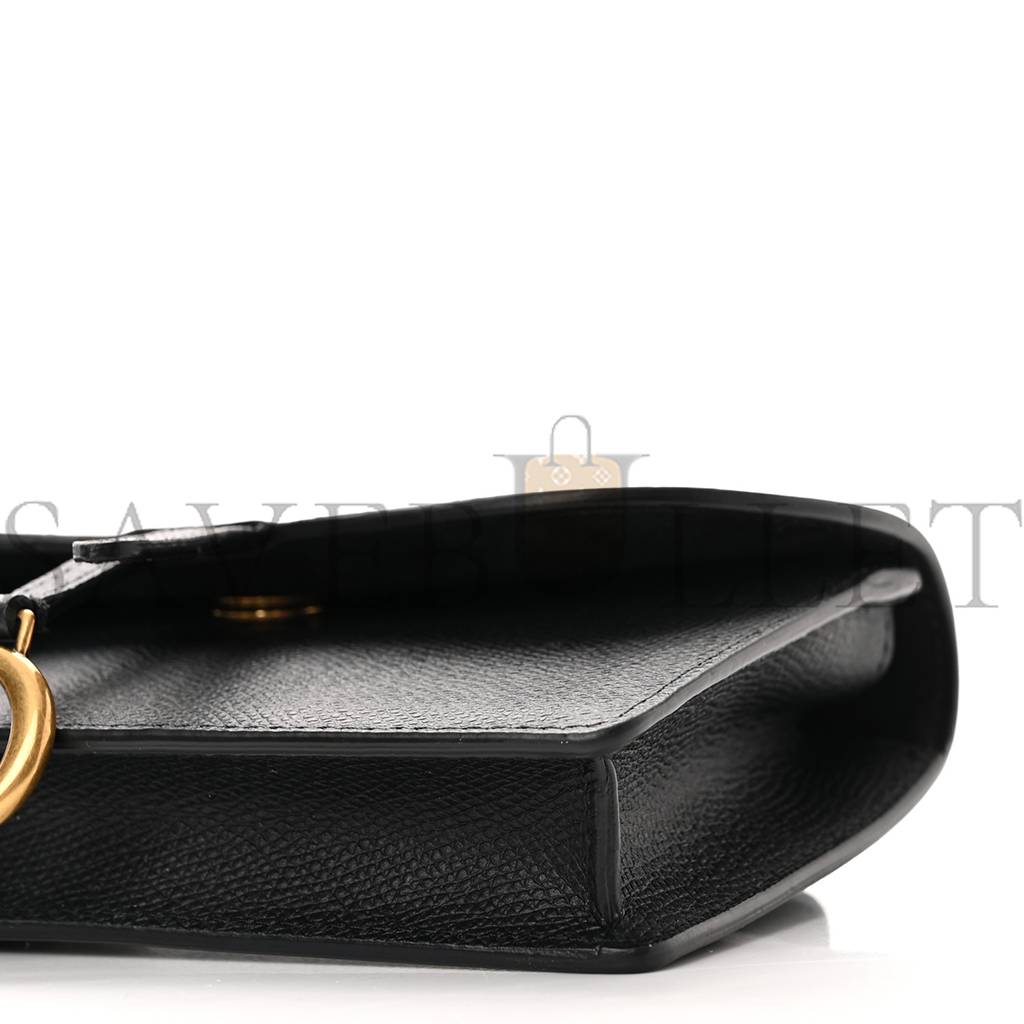 DIOR GRAINED CALFSKIN SADDLE BELT BAG BLACK (17*10*3.2cm)