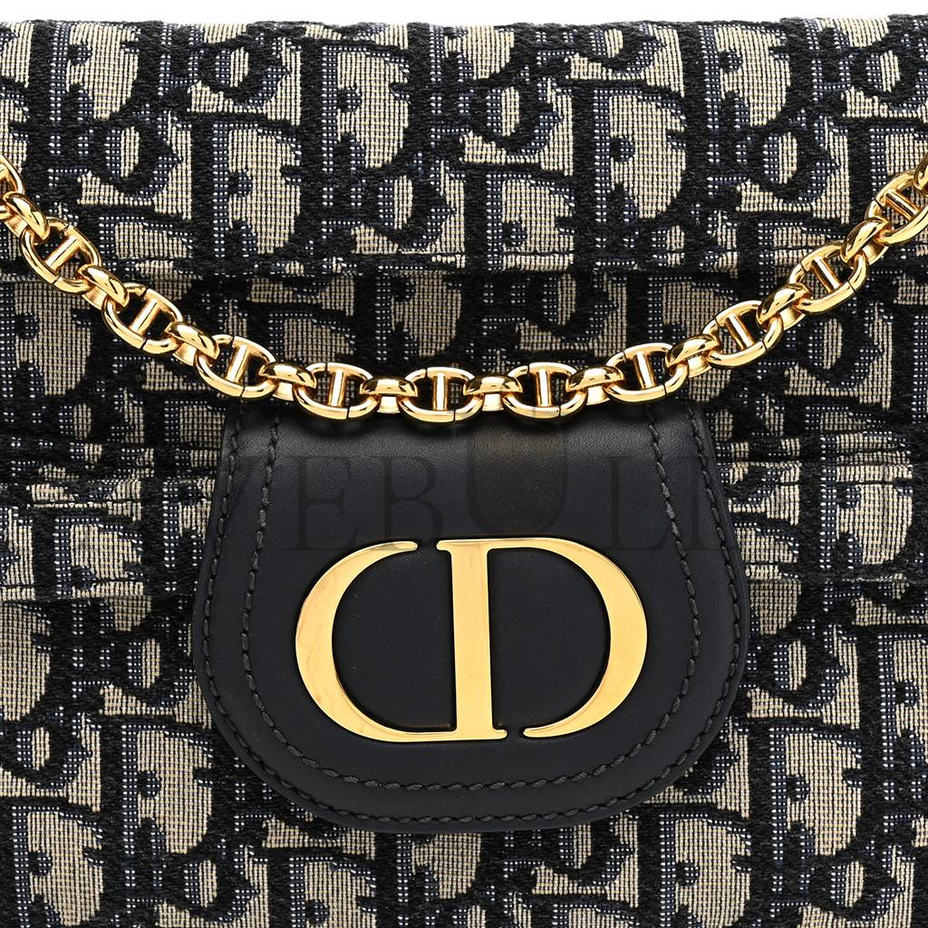 DIOR OBLIQUE MEDIUM DIORDOUBLE CHAIN BAG BLUE (28*17*1.9cm)