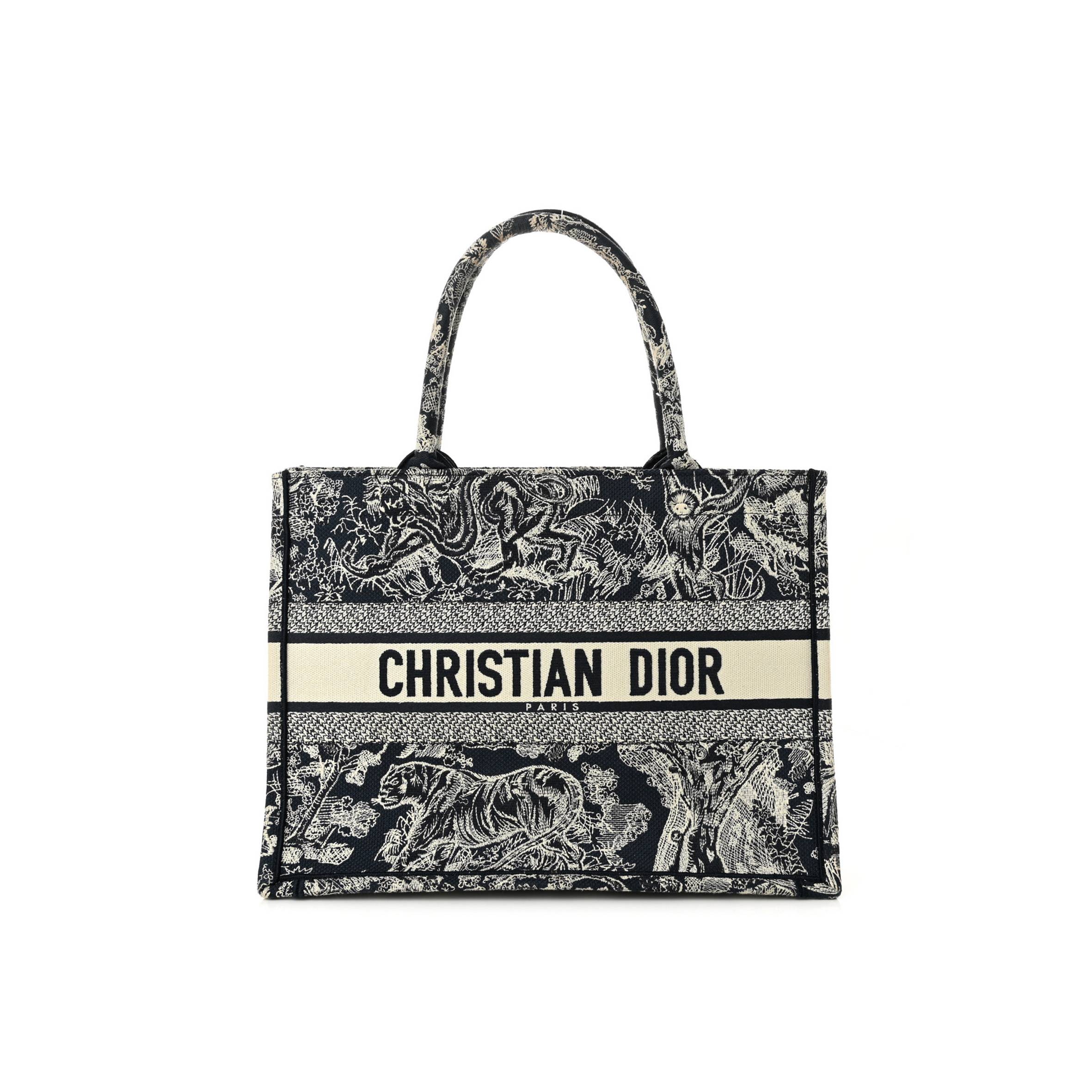 DIOR CANVAS EMBROIDERED MEDIUM DIORIVIERA TOILE DE JOUY BOOK TOTE BLUE (36*27*17.1cm)