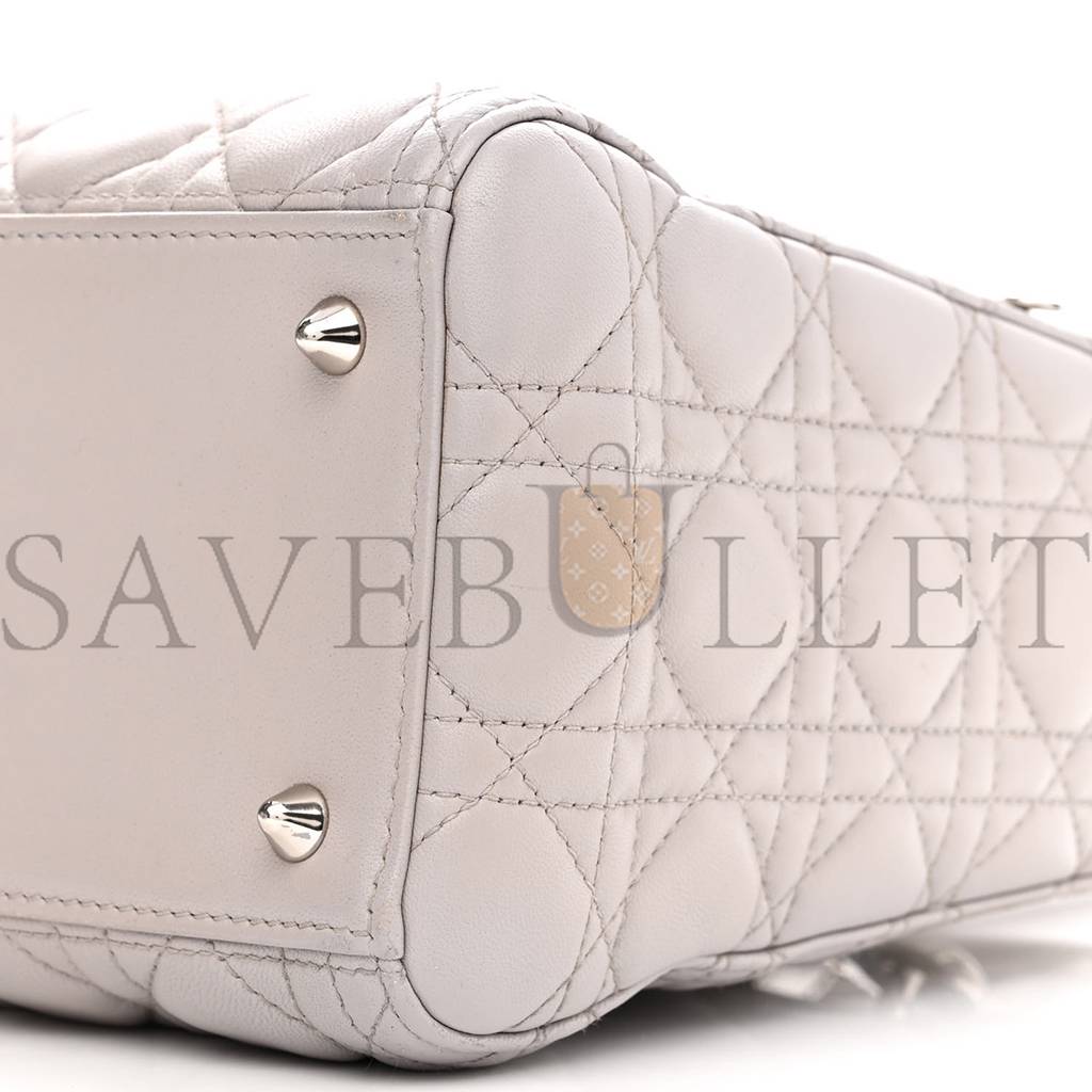 DIOR LAMBSKIN CANNAGE MEDIUM LADY DIOR GREY (23*20*11.4cm)