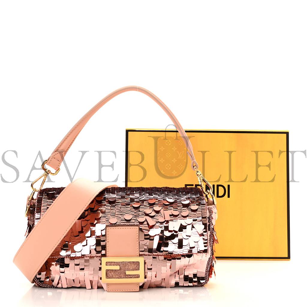 FENDI SEQUIN PAILLETTES VITELLO GRACE SEX AND THE CITY BAGUETTE BABY PINK (27*15*6cm)