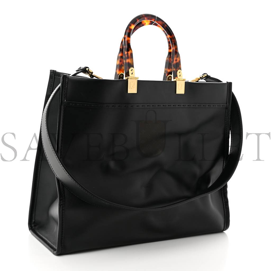 FENDI VITELLO KING PLEXIGLASS MEDIUM FENDI SUNSHINE SHOPPER TOTE BLACK (36*30*15cm)